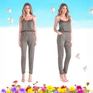 Young Fabulous Broke Womens Sleeveless Jumpsuit Stretch Pockets Size Small
